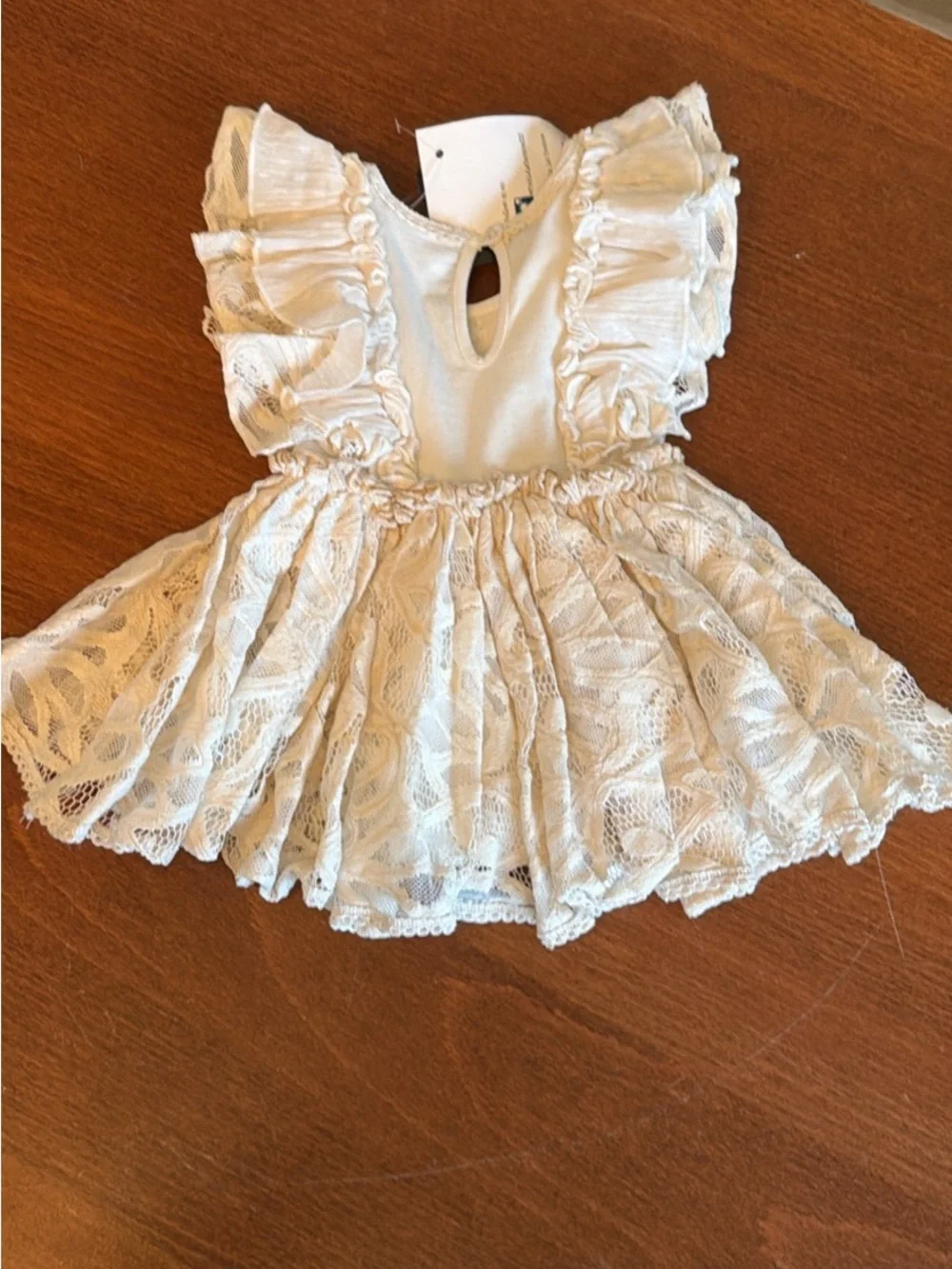 Ooh! La, La! Couture Cream Lace Flower Button Dress